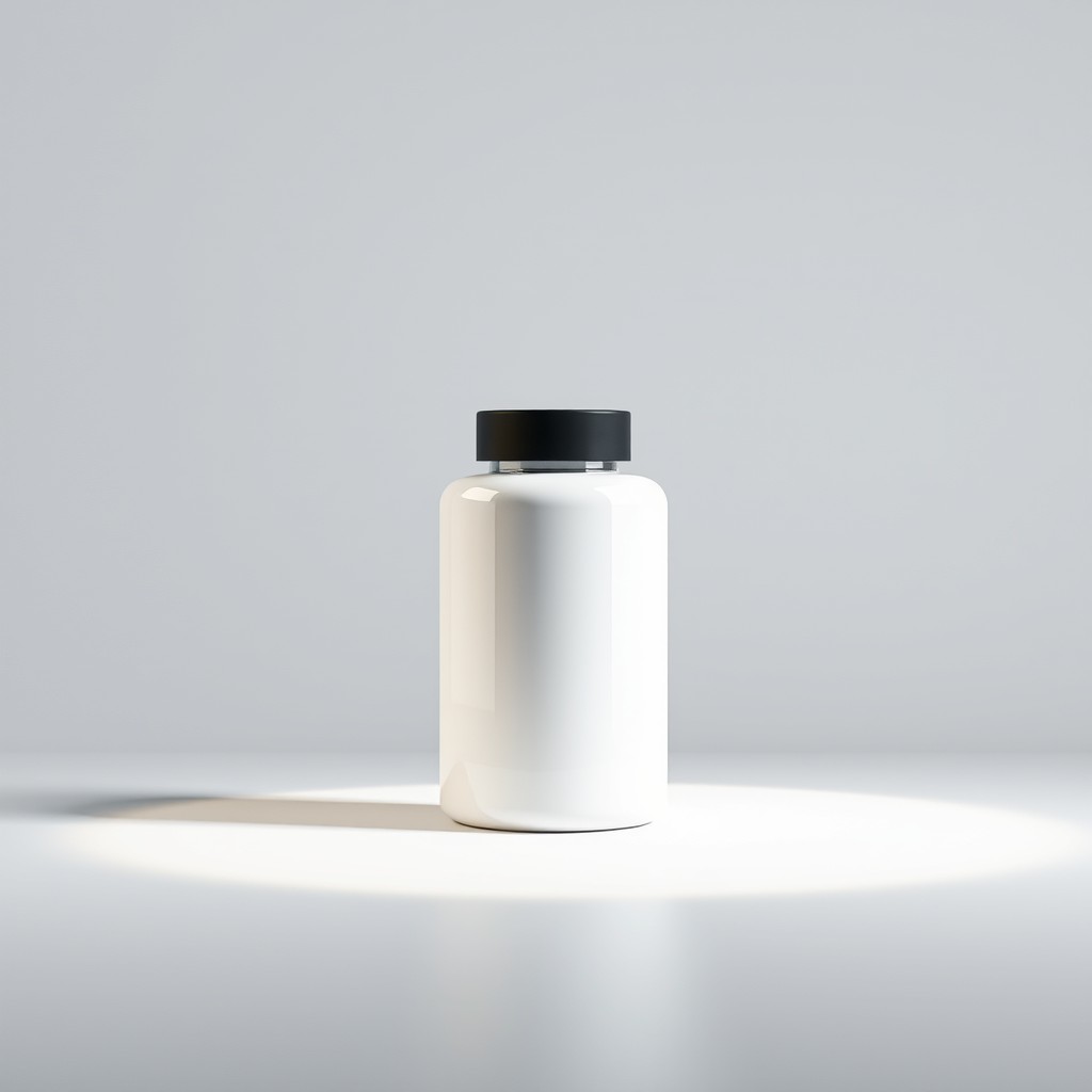 A photorealistic 3D mockup of a product featuring a professional studio lighting setup