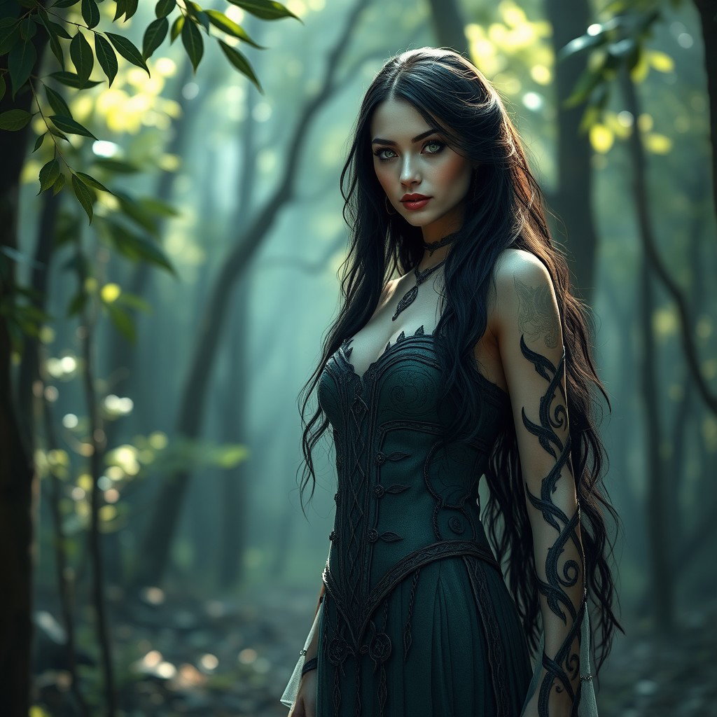 A captivating depiction of Lilith, reminiscent of the first image provided, showcasing her striking beauty and allure