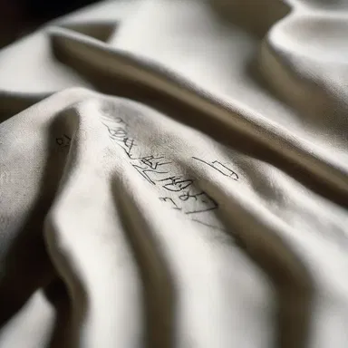 In the novel, the character used tailor's chalk to mark a secret message on a piece of cloth to pass on a hidden code.