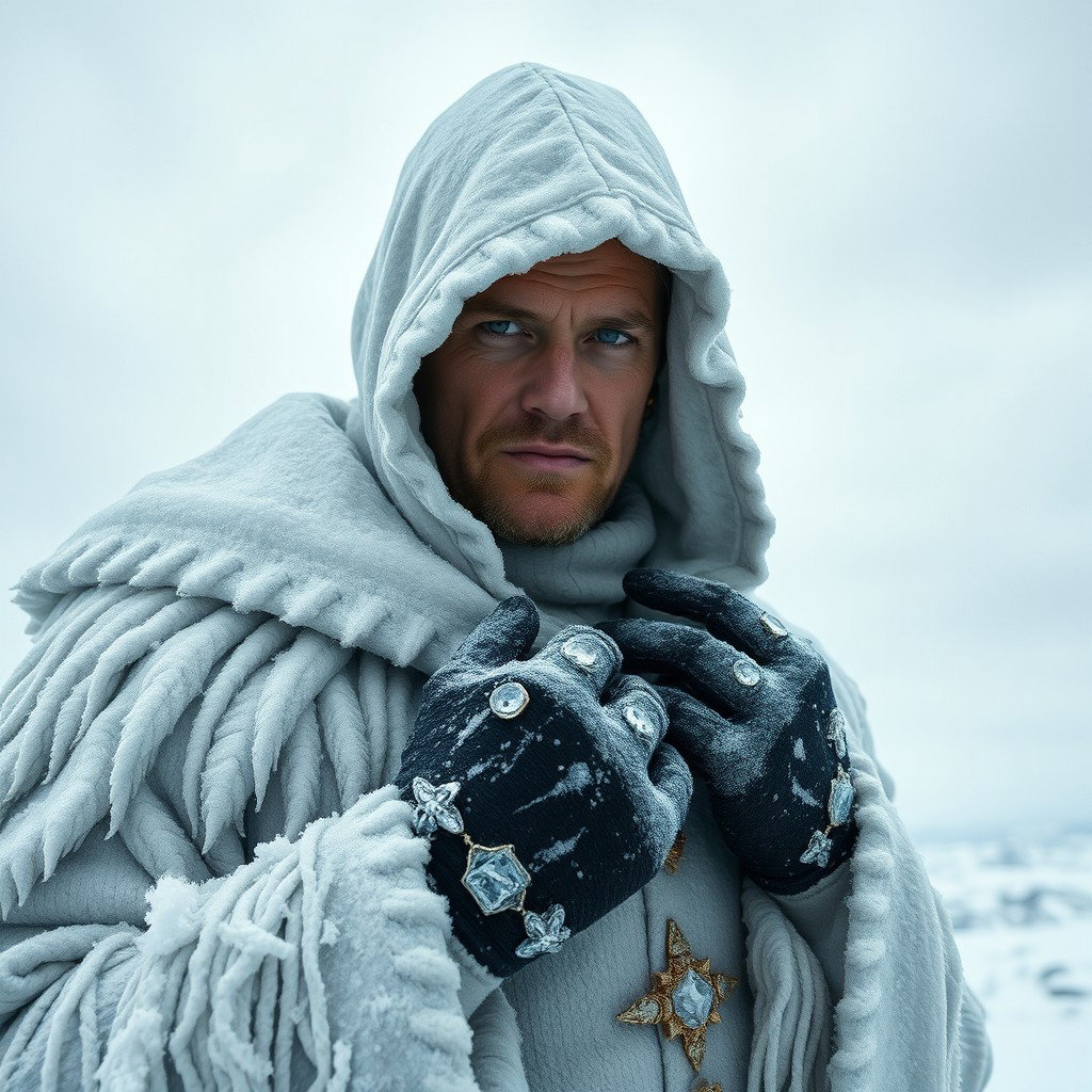 Un supervillano de hielo, imponente y con una presencia fría y amenazante