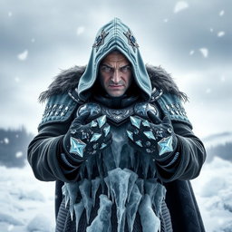 Un supervillano de hielo, imponente y con una presencia fría y amenazante