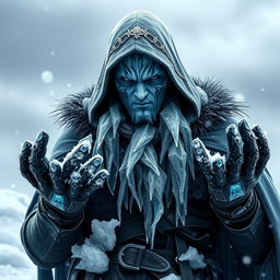 Un supervillano de hielo, imponente y con una presencia fría y amenazante