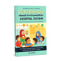 A captivating book cover design for 'Guru Bahagia sebagai Prediktor Kesehatan Mental Siswa: Kajian Teoritis dan Empiris di Sekolah dan Madrasah'