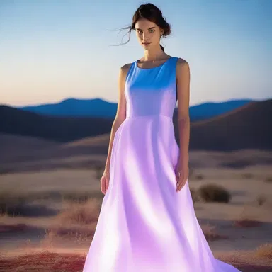 The photosensitive fabric used in this dress changes color when exposed to visible light.