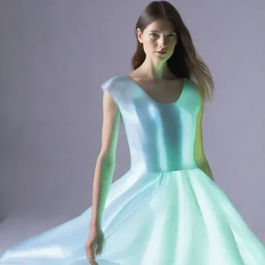 The photosensitive fabric used in this dress changes color when exposed to visible light.