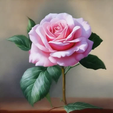 The artist painted a beautiful still life of a winter rose in full bloom.