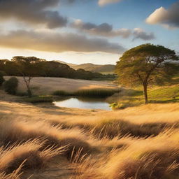 A stunning natural scenery bathed in the light of a late afternoon sun