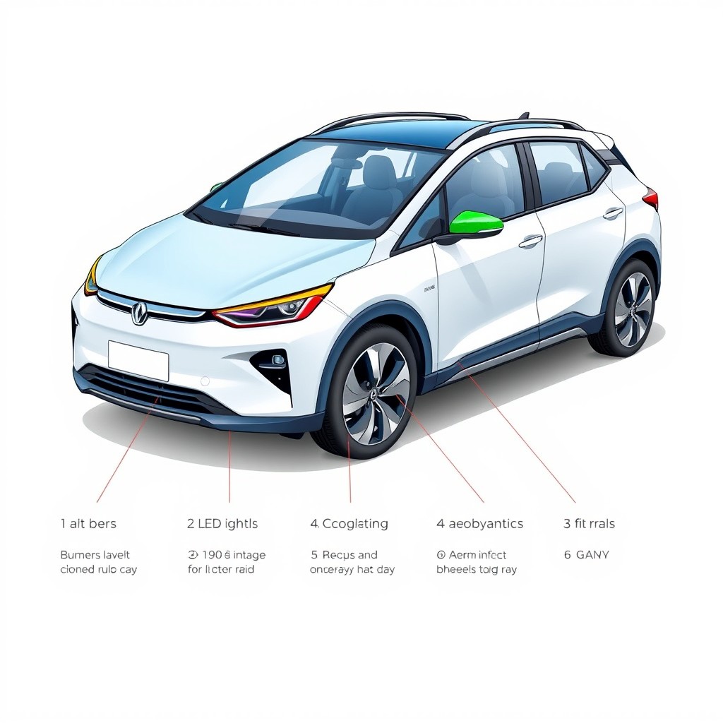 Explore the Future: Modern Electric Car Technical Illustration