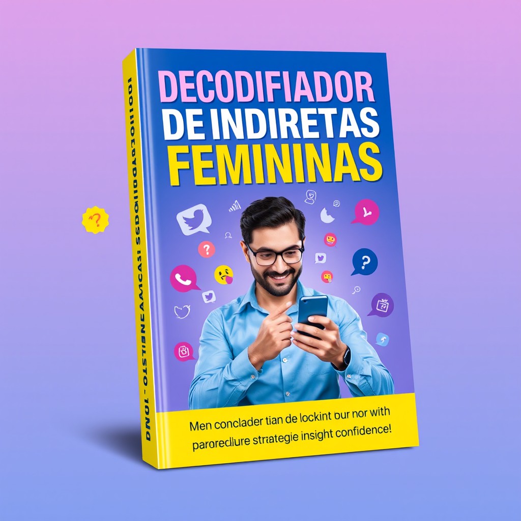An eye-catching eBook cover for the title 'DECODIFICADOR DE INDIRETAS FEMININAS', featuring a modern and stylish design