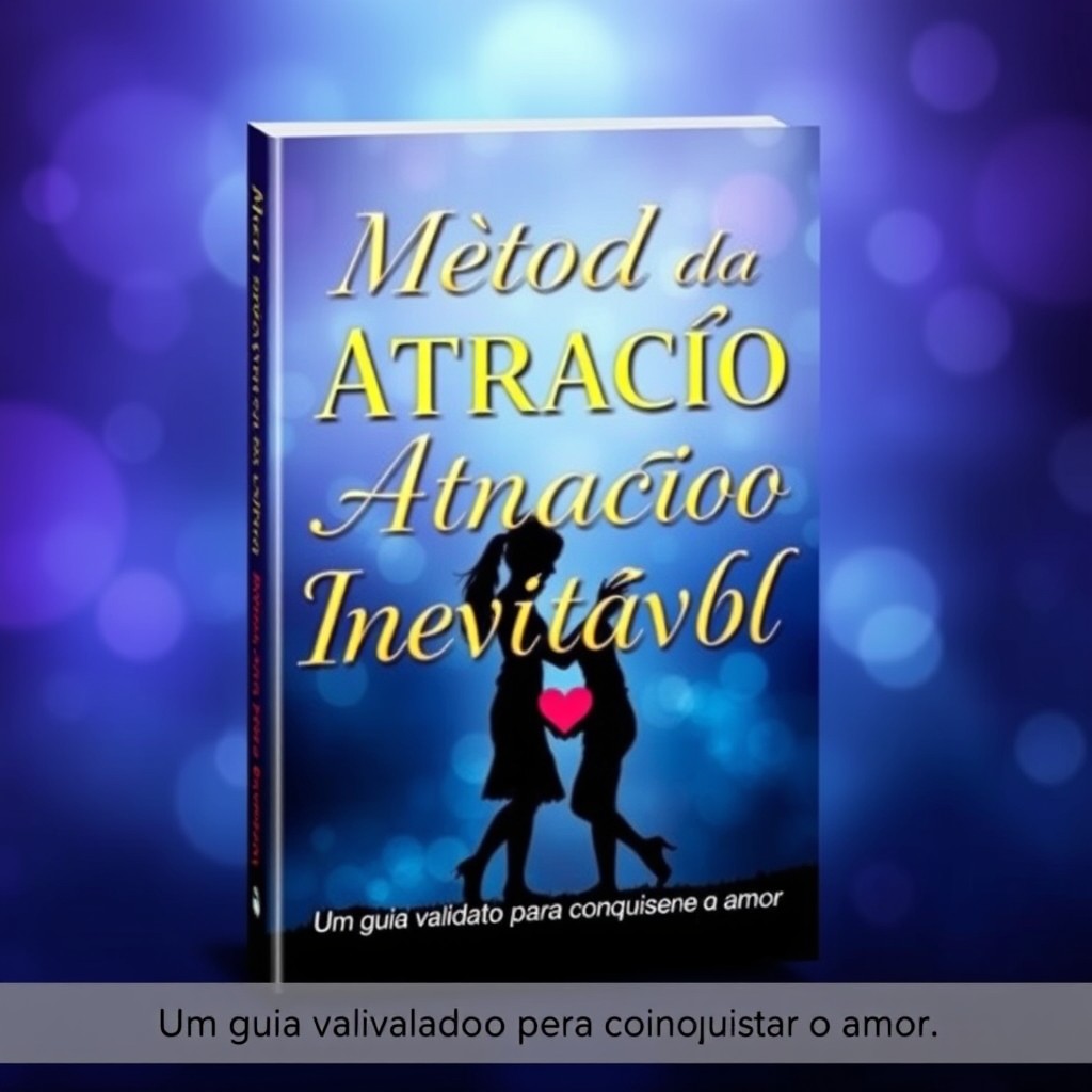 A captivating e-book cover featuring the title 'Método da Atração Inevitável' prominently displayed in an elegant, bold font
