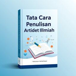 A professional book cover design featuring the title "Tata Cara Penulisan Artikel Ilmiah" prominently displayed