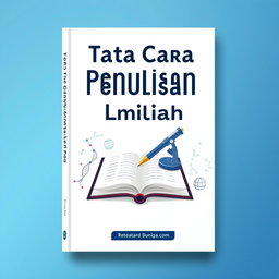 A professional book cover design featuring the title "Tata Cara Penulisan Artikel Ilmiah" prominently displayed