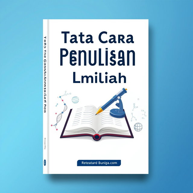 A professional book cover design featuring the title "Tata Cara Penulisan Artikel Ilmiah" prominently displayed