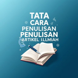 A professional book cover design featuring the title "TATA CARA PENULISAN ARTIKEL ILMIAH" prominently displayed in bold, modern typography at the center