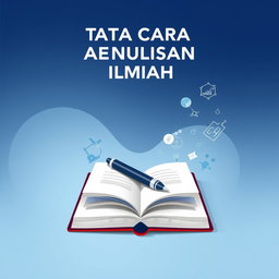 A professional book cover design featuring the title "TATA CARA PENULISAN ARTIKEL ILMIAH" prominently displayed in bold, modern typography at the center