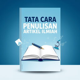 A professional book cover design featuring the title "TATA CARA PENULISAN ARTIKEL ILMIAH" prominently displayed in bold, modern typography at the center