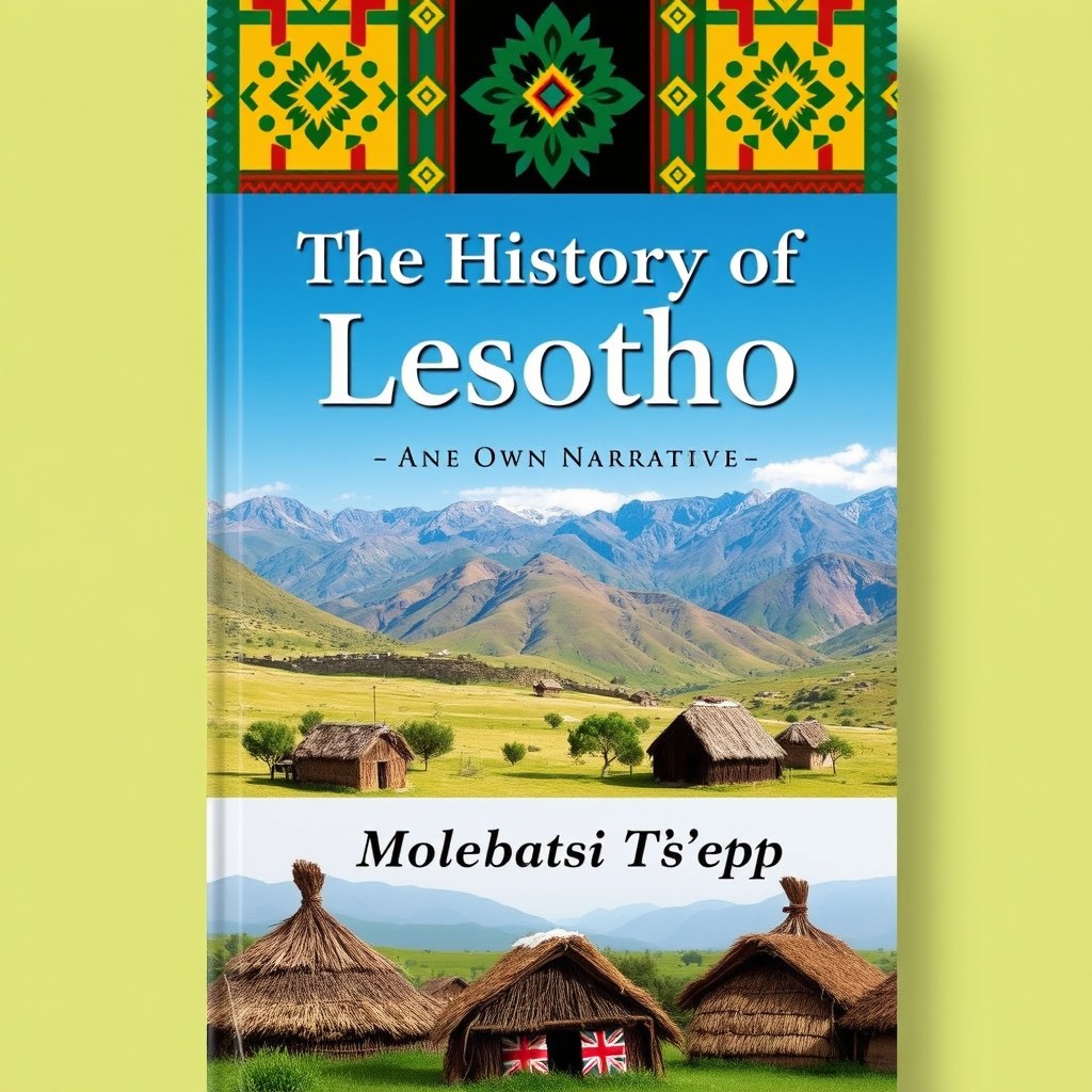 A narrative book cover design for 'The History of Lesotho: My Own Narrative' by Molebatsi Ts'epp