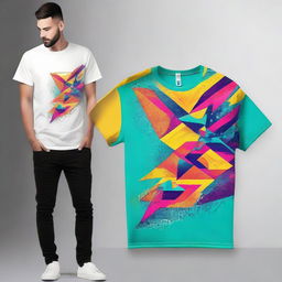 Generate an innovative and unique t-shirt design, incorporating distinctive graphics and vibrant colors, setting it apart from typical designs.