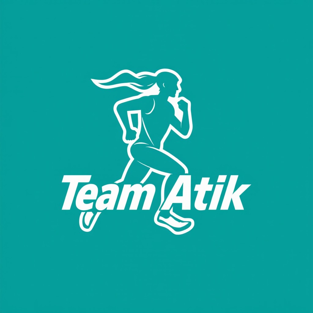 A logo design for 'Team Atik', a running group, featuring a stylized representation of a runner in motion