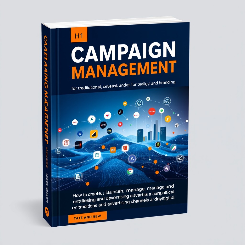A striking book cover for the title "Campaign Management for Campaign Managers and Middle Management in Digital Marketing, Advertising and Branding"