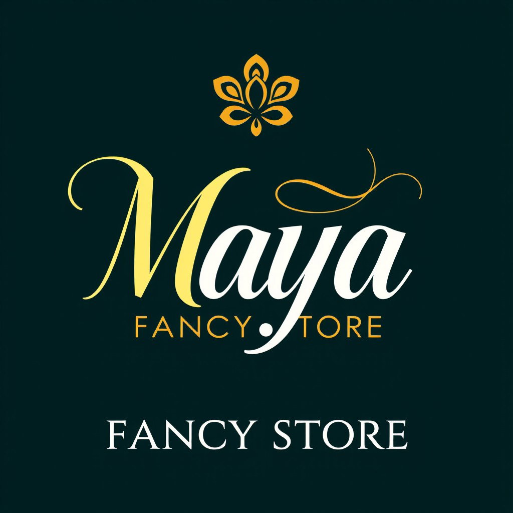 A dynamic and eye-catching logo for 'Maya Fancy Store', featuring elegant and modern typography