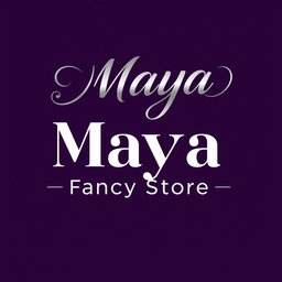 An alternative logo design for 'Maya Fancy Store', featuring a bold and artistic style