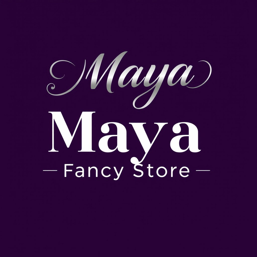 An alternative logo design for 'Maya Fancy Store', featuring a bold and artistic style