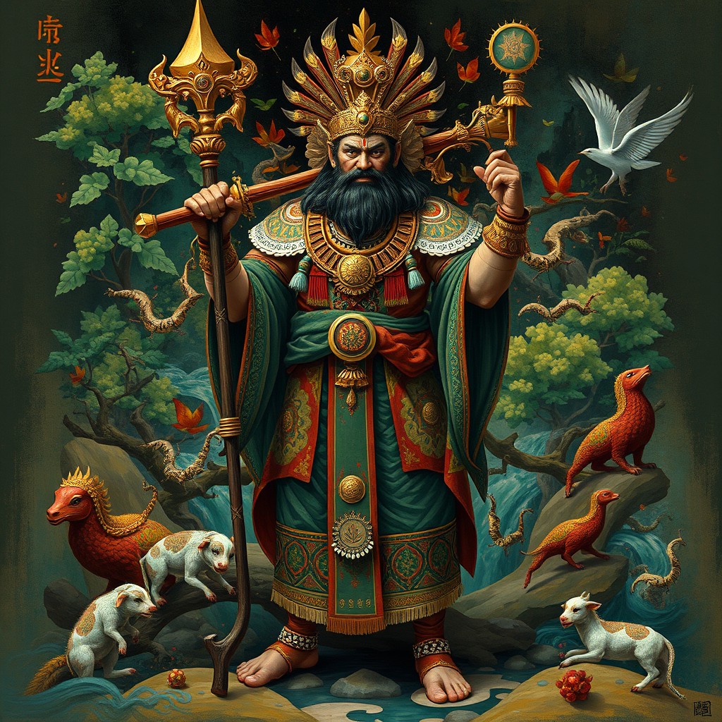A vibrant, abstract representation of the concept "Humadapnon," symbolizing strength and heritage