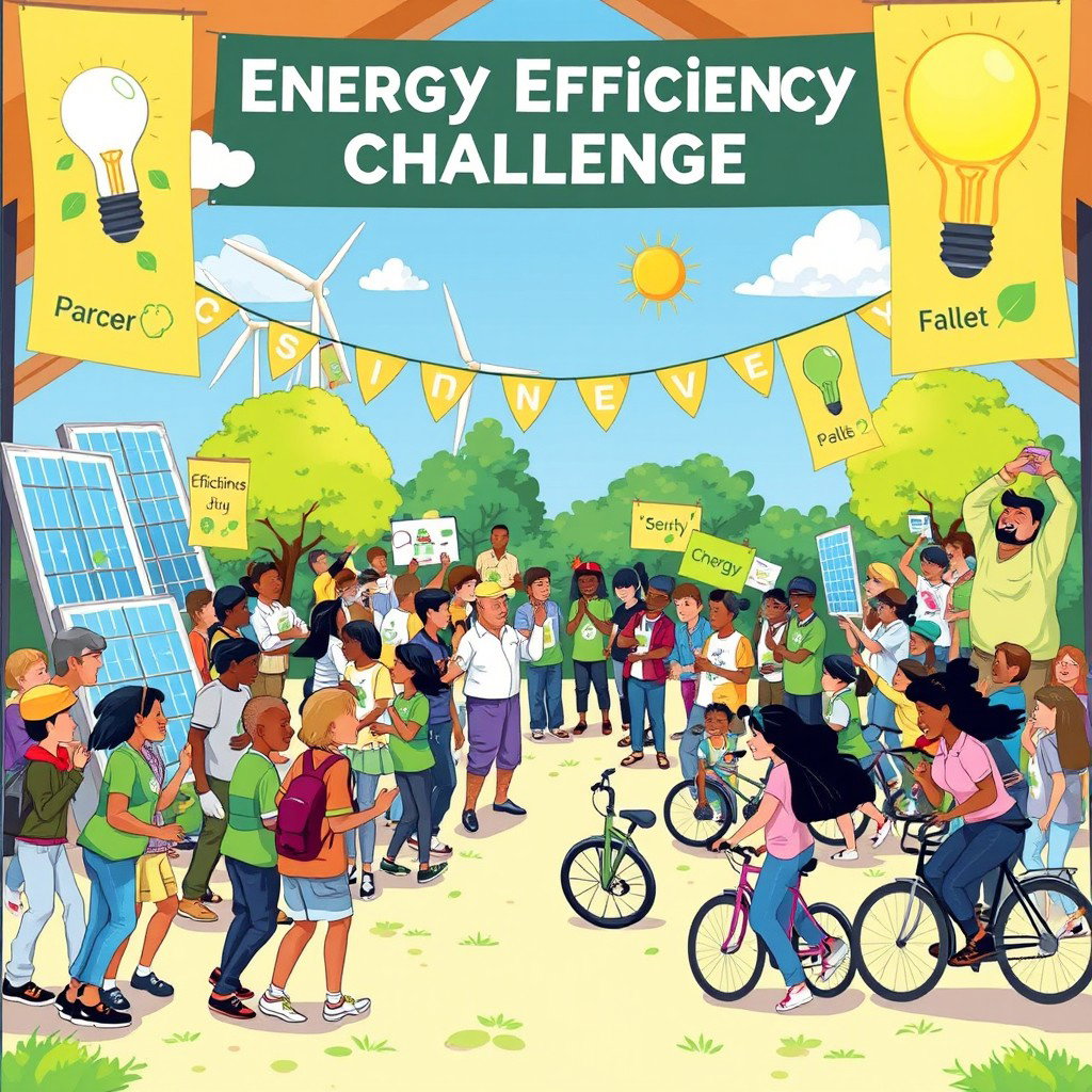 A dynamic and visually appealing illustration for an energy efficiency challenge competition