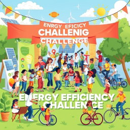 A dynamic and visually appealing illustration for an energy efficiency challenge competition