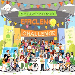 A dynamic and visually appealing illustration for an energy efficiency challenge competition