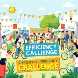A dynamic and visually appealing illustration for an energy efficiency challenge competition