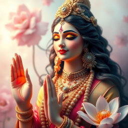 A stunning representation of a beautiful Devi figure, embodying grace and divinity