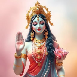 A stunning representation of a beautiful Devi figure, embodying grace and divinity