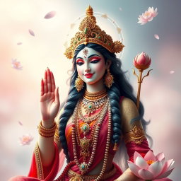 A stunning representation of a beautiful Devi figure, embodying grace and divinity