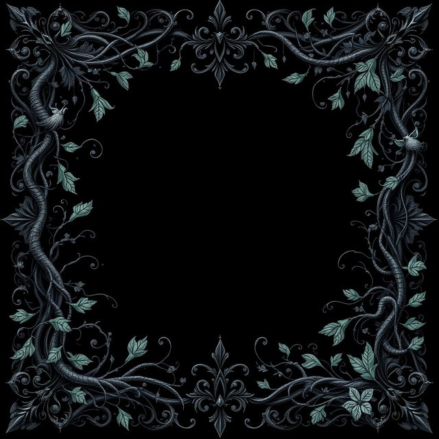 Dark Mythical Floral Gothic Border Design