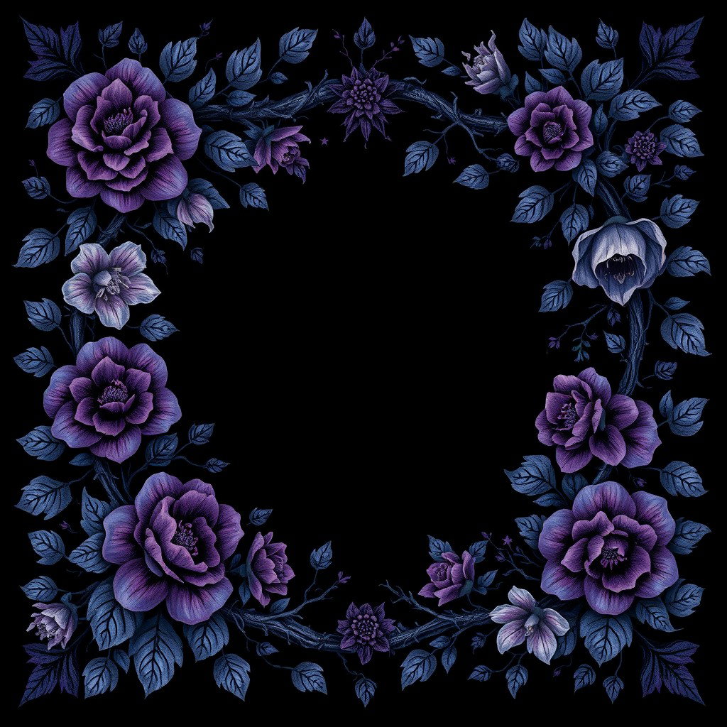 Dark Mythical Floral Gothic Border Design