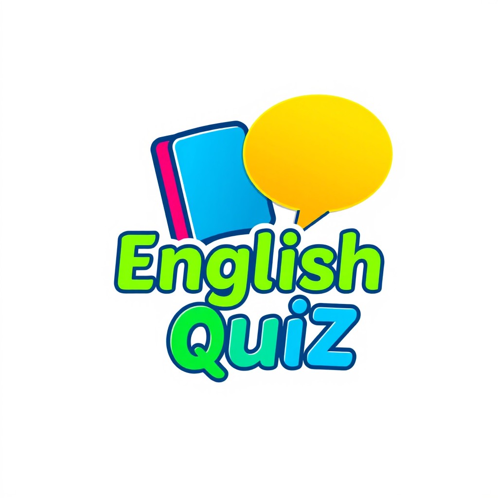 A creative and vibrant logo design for an English quiz platform