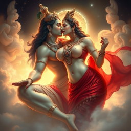 An exquisite depiction of a divine goddess with beautiful milk-glow skin, adorned with elegant jewelry around her neck and shimmering payals on her feet