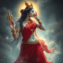 An exquisite depiction of a divine goddess with beautiful milk-glow skin, adorned with elegant jewelry around her neck and shimmering payals on her feet