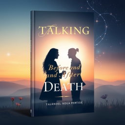 A conceptual book cover design for a book titled 'Talking Before and After Death'