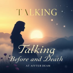 A conceptual book cover design for a book titled 'Talking Before and After Death'