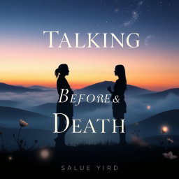A conceptual book cover design for a book titled 'Talking Before and After Death'