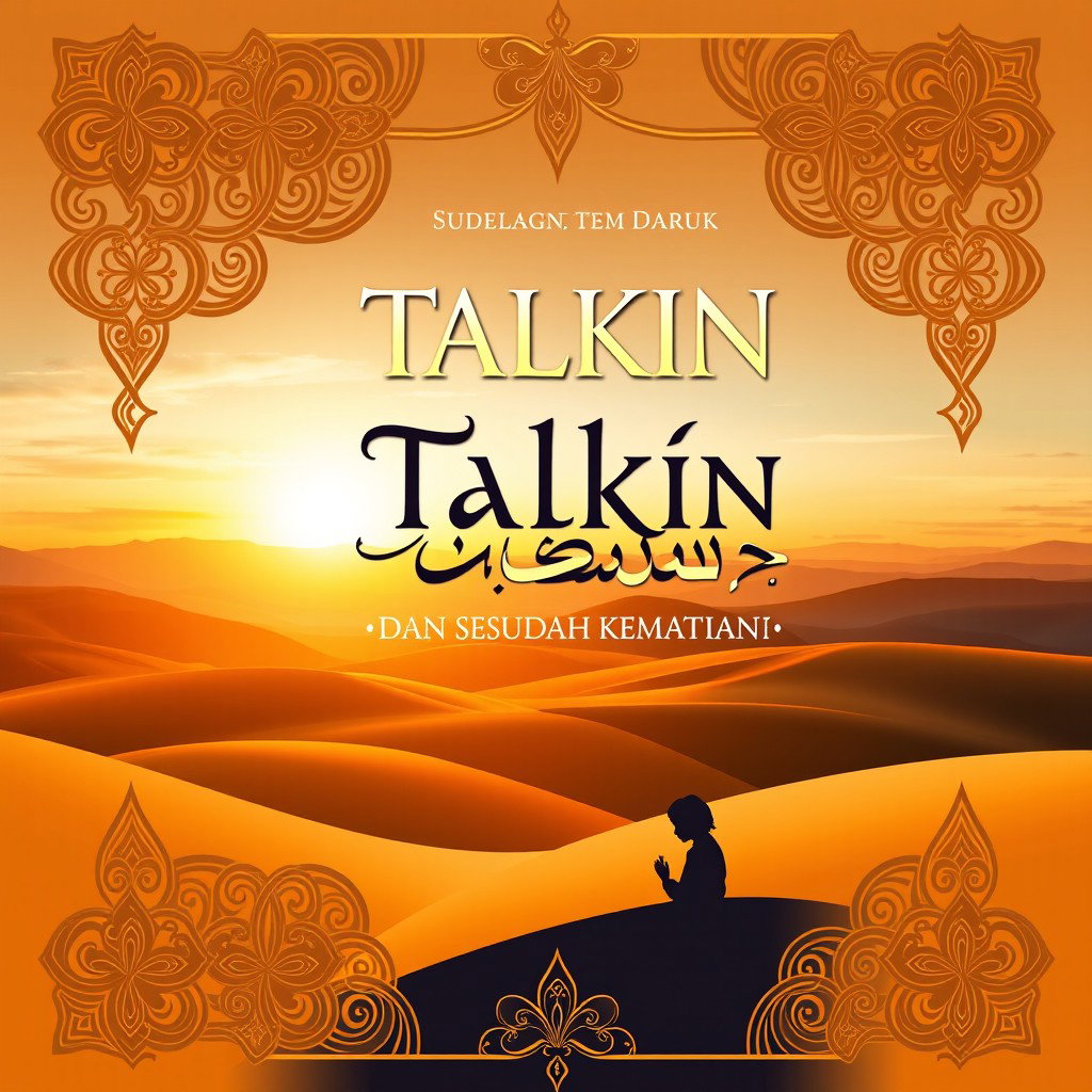 A book cover design for an Islamic-themed book titled 'TALKIN SEBELUM DAN SESUDAH KEMATIAN'