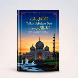 An Islamic book cover design for 'TALKIN SEBELUM DAN SESUDAH KEMATIAN'
