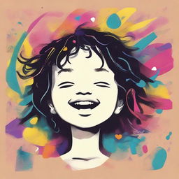 A creative music poster featuring a child radiating joy yet possessing a melancholic aura, enhancing the multifaceted nature of emotions, possibly the album cover for a band exploring mental health themes.