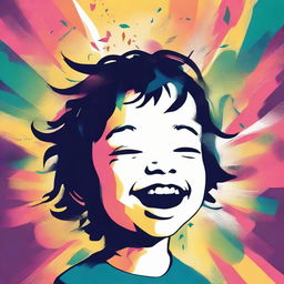 A creative music poster featuring a child radiating joy yet possessing a melancholic aura, enhancing the multifaceted nature of emotions, possibly the album cover for a band exploring mental health themes.