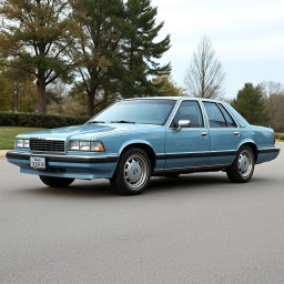 A new sedan created by the Russian company Lada, resembling the 1994 Chevrolet Caprice, featuring a soft blue color