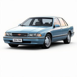 A new sedan created by the Russian company Lada, resembling the 1994 Chevrolet Caprice, featuring a soft blue color