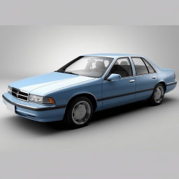 A new sedan created by the Russian company Lada, resembling the 1994 Chevrolet Caprice, featuring a soft blue color